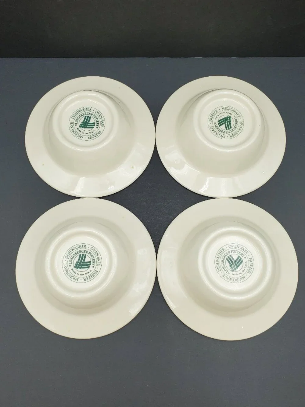 Longaberger Woven Traditions Heritage Green Dessert Bowls Rim Fruit Berry Bowls